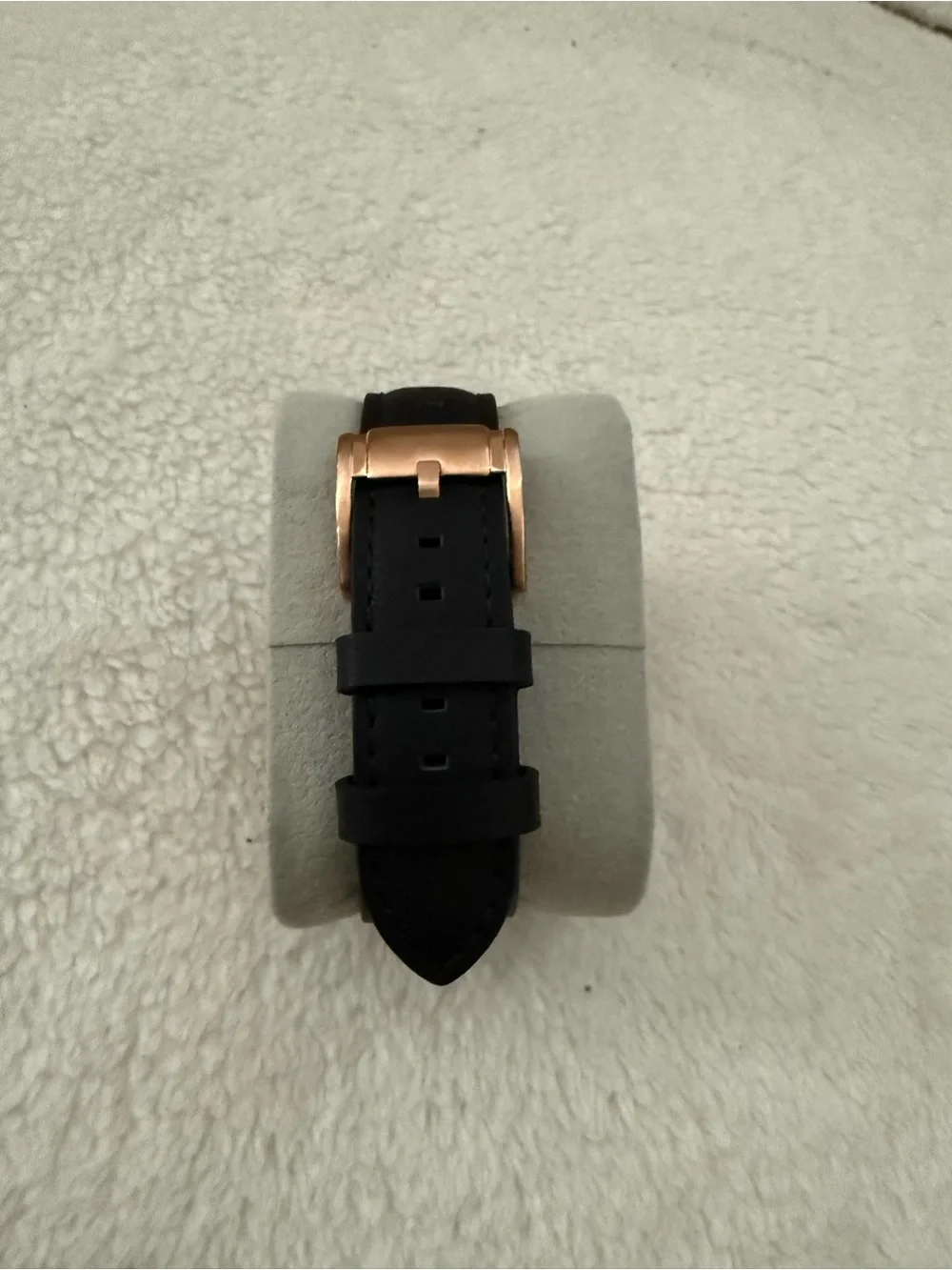 Fossil Men's Black Dial Watch with Rose Gold-Tone Case